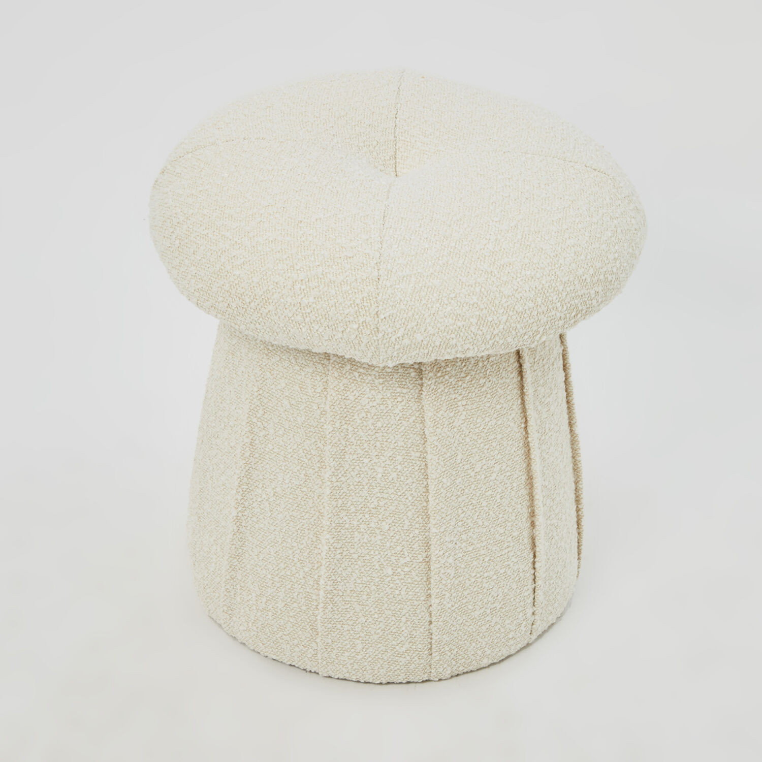 Cream Boucle Footstool 48x40cm | TK Maxx