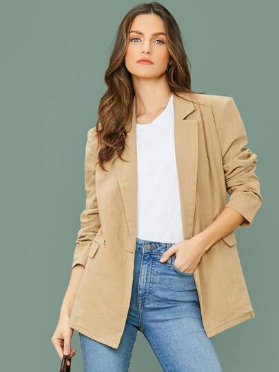 SHEIN Notch Collar Pocket Detail Blazer | SHEIN