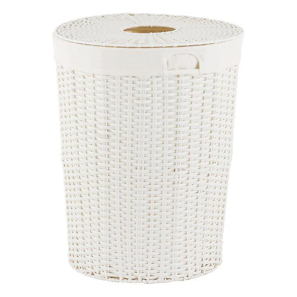 Montauk Round Hamper White | The Container Store