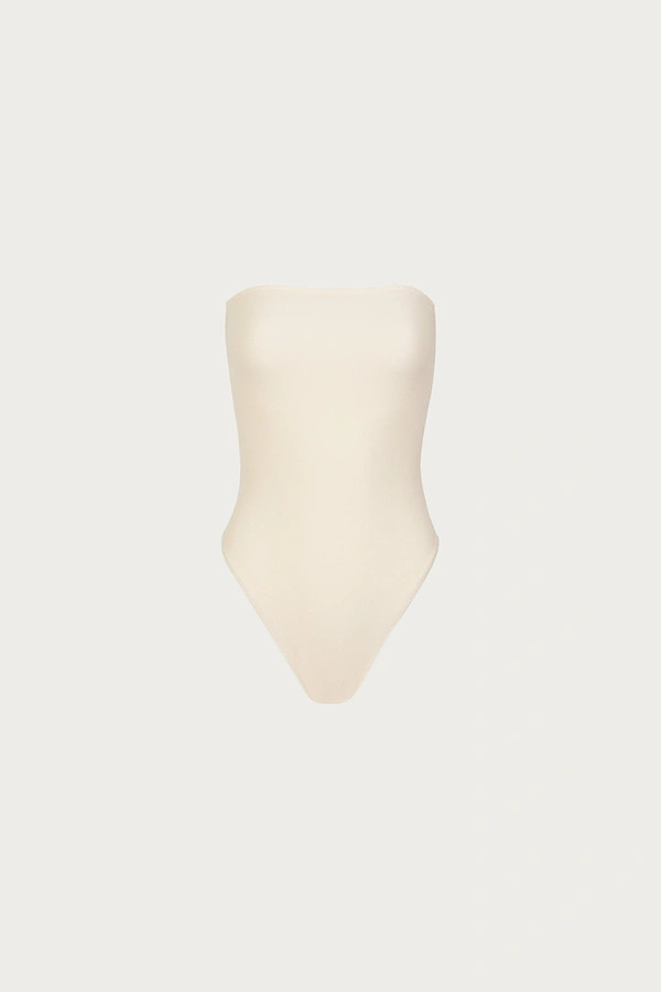 Strapless One Piece (Faux Suede Cream) | SAME
