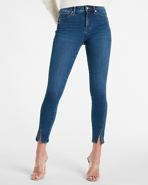 Mid Rise Extra Supersoft Vented Hem Skinny Jeans | Express