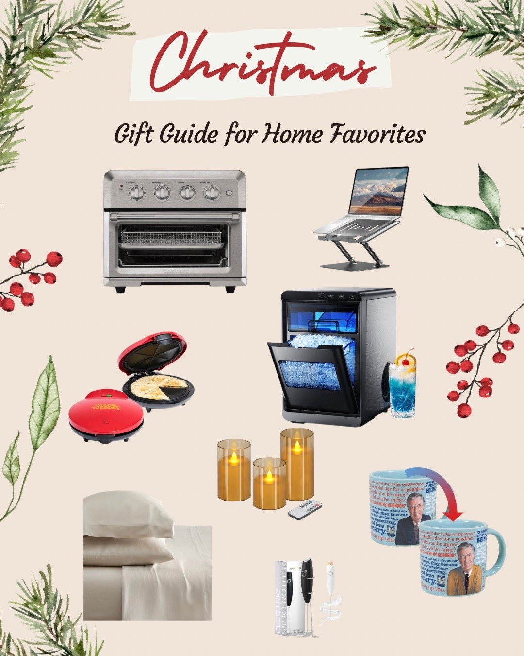 This is a round up of some of my most love home items… beautiful, functional and gift worthy. 

Ps - I talk about this toaster oven/air fryer on the podcast all the time. And this sheet set is my all-time favorite sheet set in the world. It’s so amazing.!! 