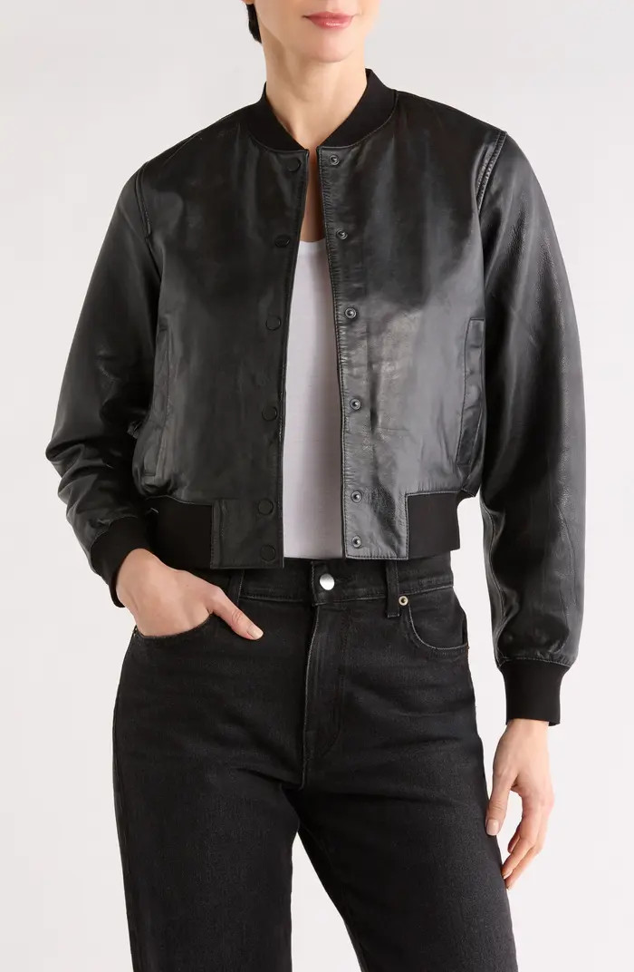 AllSaints Riley Leather Bomber Jacket | Nordstromrack | Nordstrom Rack
