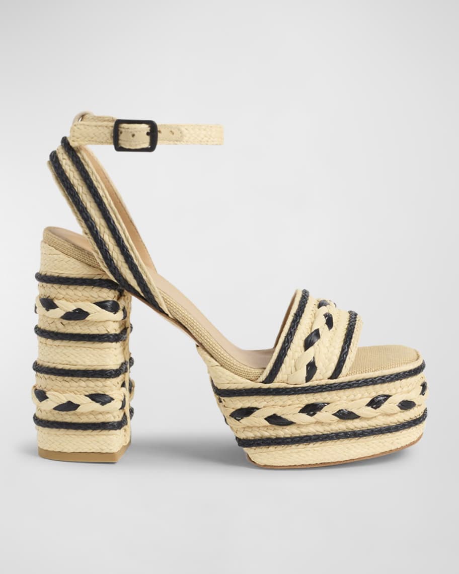 Castaner Flas Bicolor Raffia Platform Sandals | Neiman Marcus