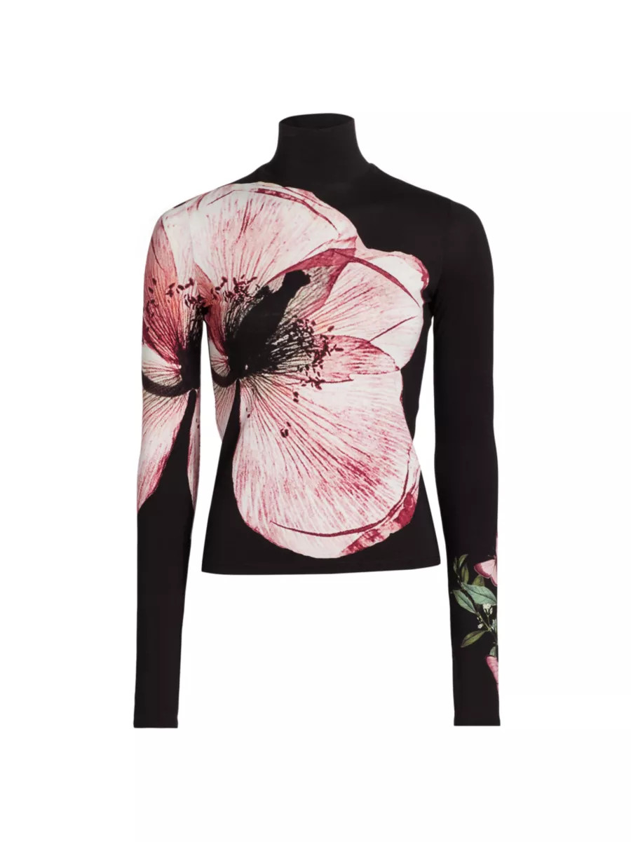 BEST SELLERAlice + OliviaDelaina Floral Turtleneck Top | Saks Fifth Avenue
