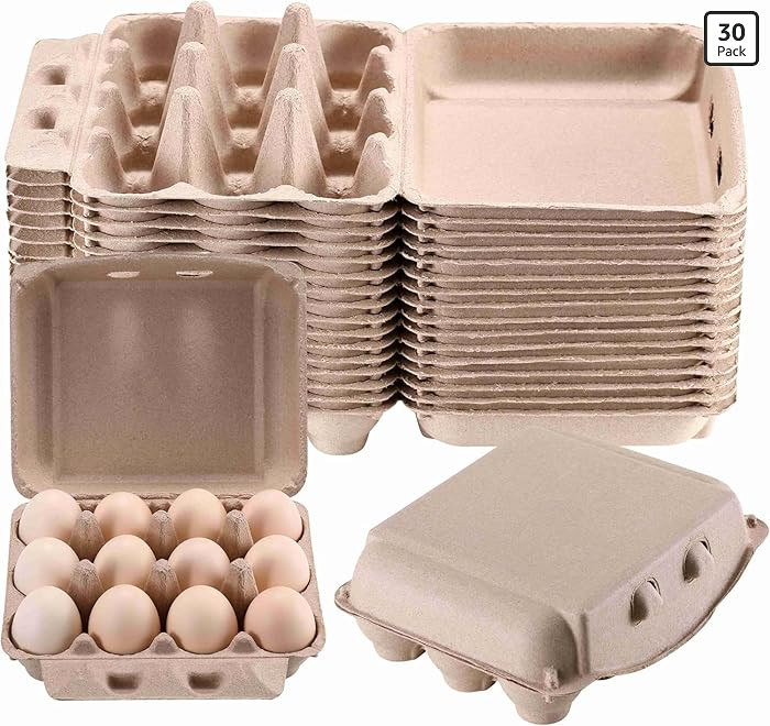 30 Pack Egg Cartons Bulk - 3×4 Style Reusable Cardboard Cartons 12 Count, Dozen Chicken Egg Crat... | Amazon (US)