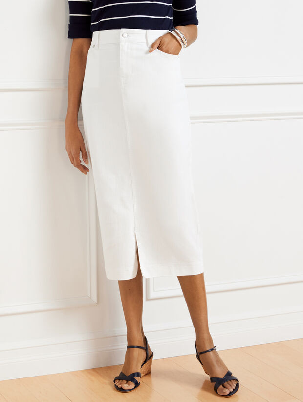 Denim Midi Skirt - White | Talbots