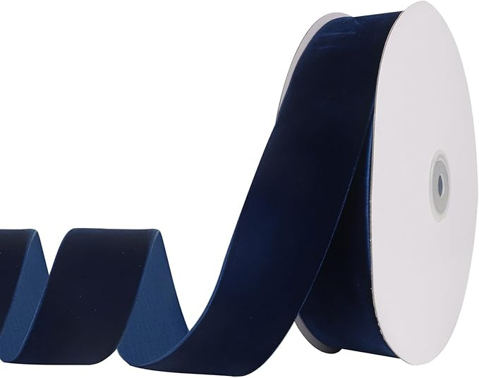 1.5" X 20 Yards Navy Blue Velvet Ribbon for Christmas Tree Wreath Vintage Decoration Handmade Cra... | Amazon (US)