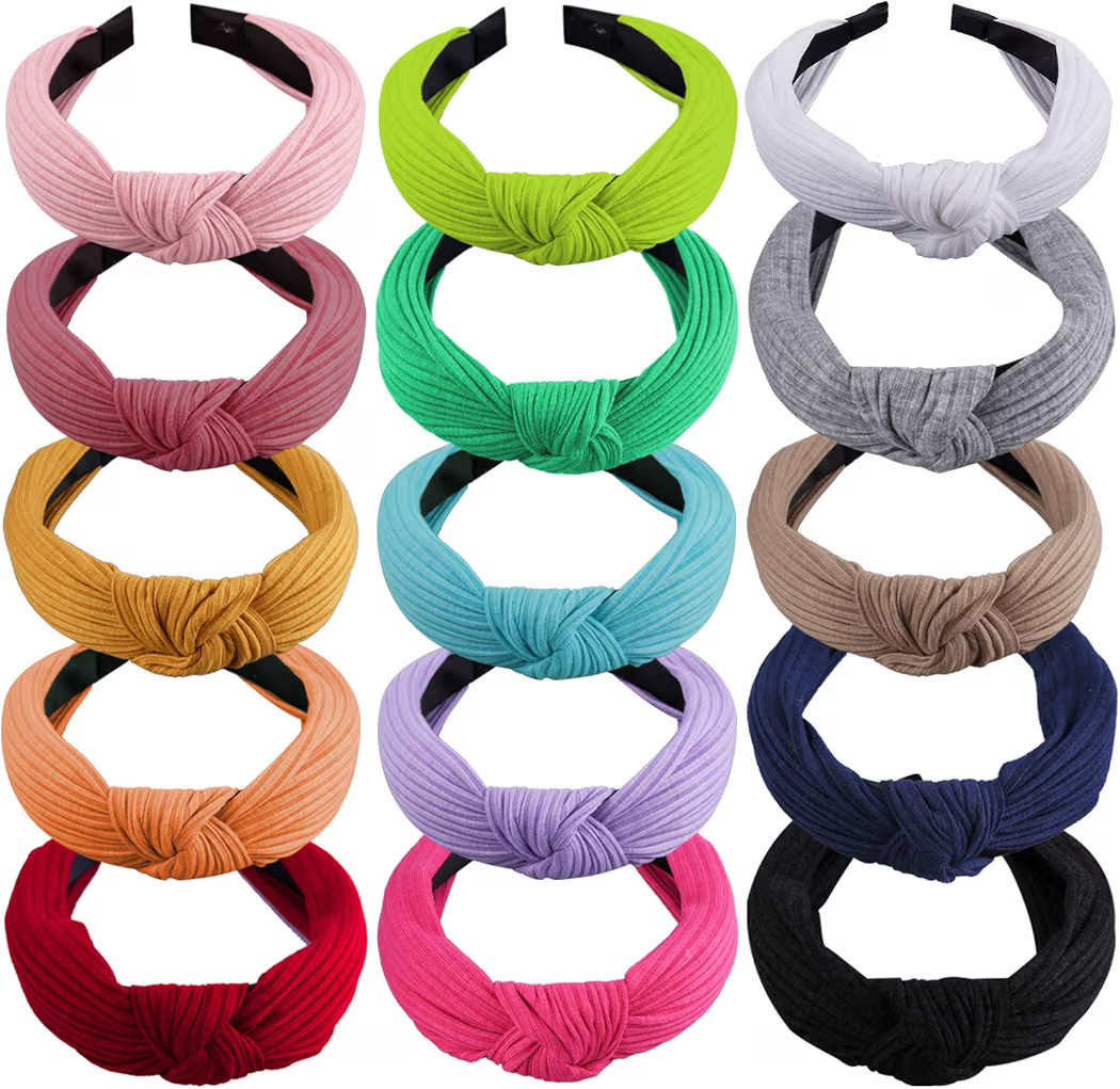 SIQUK 15 Pieces Top Knot Headband Turban Headbands Wide Cloth Knotted Headbands | Amazon (US)