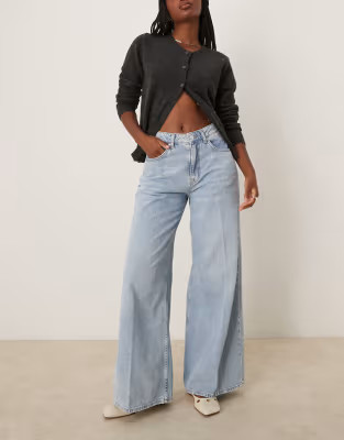 GANT wide leg pleated jeans in light blue wash | ASOS | ASOS (Global)