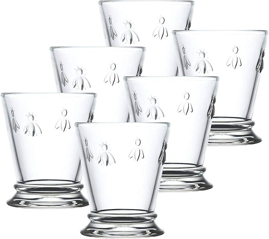 La Rochere Napoleon Bee Tumblers Set Of 6-9 oz - Clear Glass Tumbler w/The French Bee Embossed De... | Amazon (US)