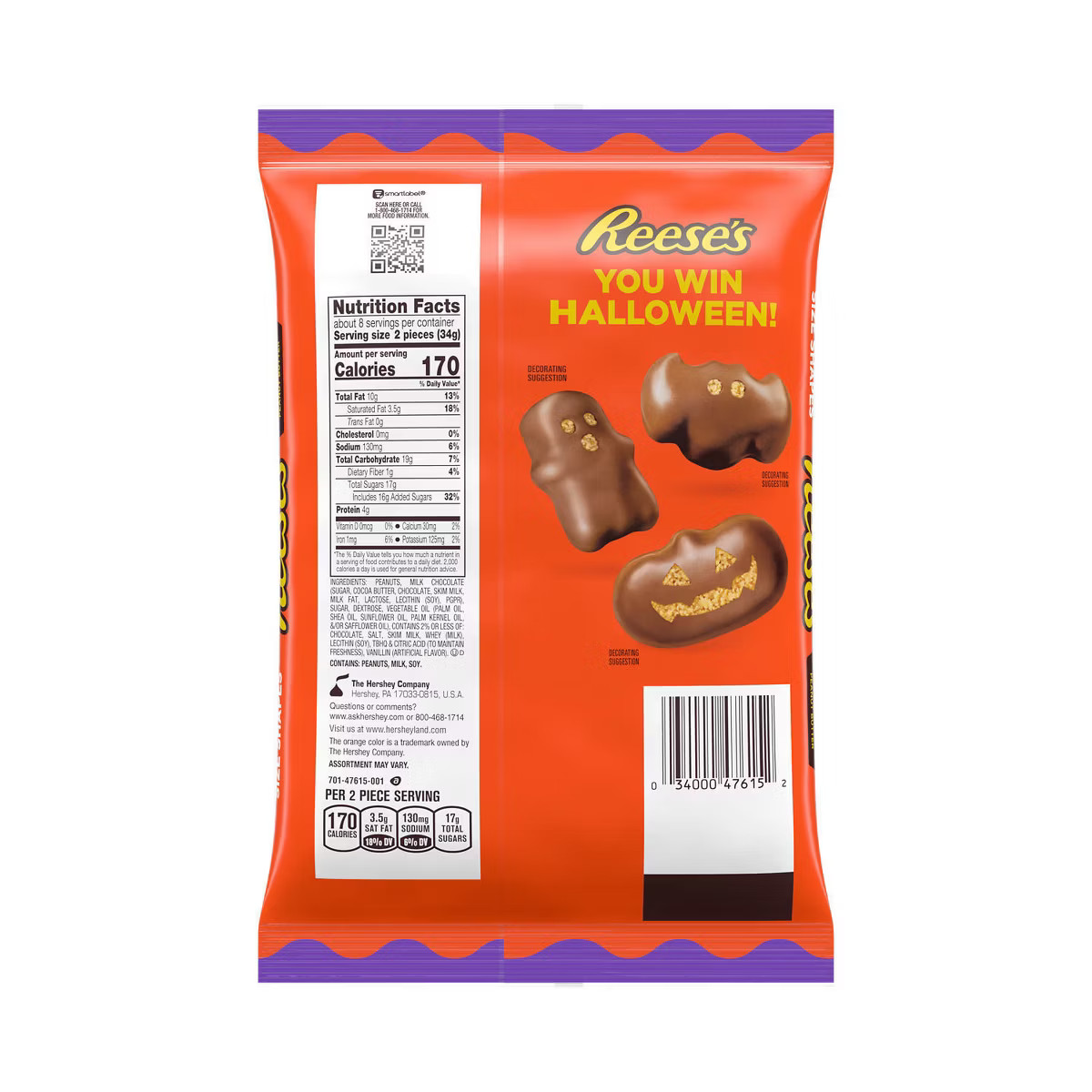 Reese's Peanut Butter Milk Chocolate Assorted Shapes Halloween Candy Snack Size - 9oz | Target
