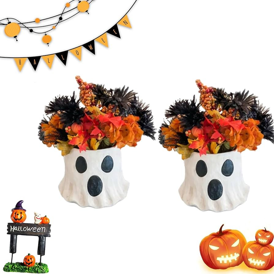 Paper Mache Ghost Bucket Decor Vase, Paper Mache Halloween Treat Buckets, Cutest Spooky Ghost Buc... | Amazon (US)
