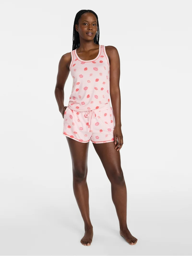 Joyspun Women's Cozy Lounge Collection Hacci Knit Tank Top and Shorts Pajama Set, 2-Piece, Sizes ... | Walmart (US)