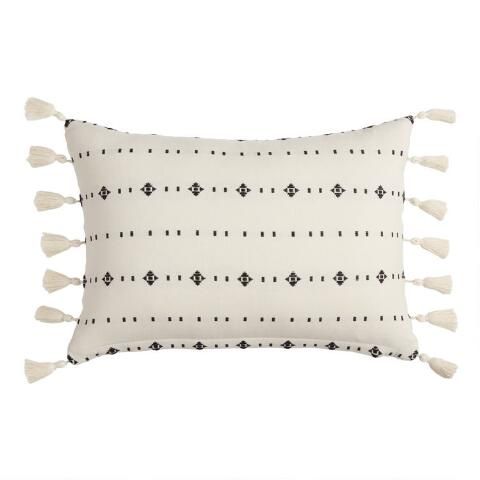 Dobby Woven Indoor Outdoor Lumbar Pillow | World Market