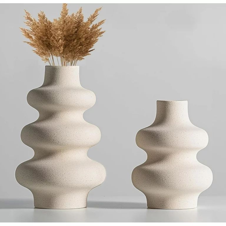 HBlife Ceramic Vase Set of 2, Unique Decorative Flower Vase for Modern Table Shelf Home Decor, Of... | Walmart (US)