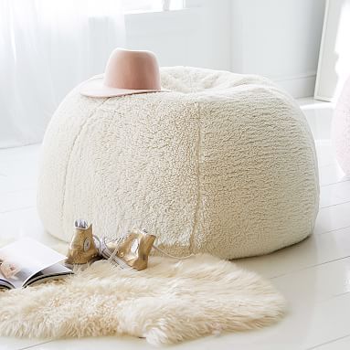 Sherpa Ivory Bean Bag Chair | Pottery Barn Teen