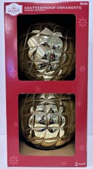 Shiny Gold Jumbo Shatterproof Christmas Ornaments, 2 Count, by Holiday Time | Walmart (US)
