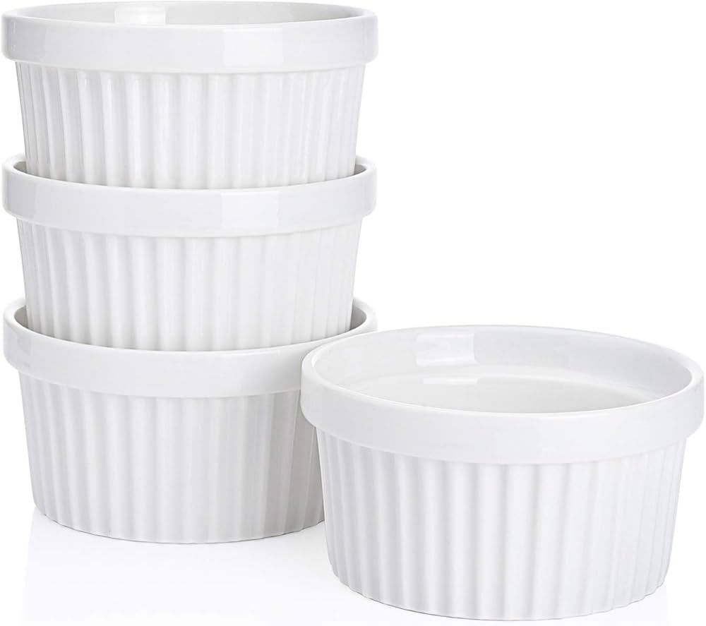 Sweese 501.401 Porcelain Souffle Dishes, Ramekins for Baking - 8 Ounce for Souffle, Creme Brulee ... | Amazon (US)