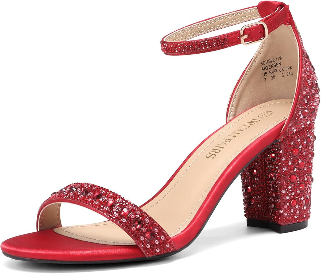 DREAM PAIRS Women's Chunk Low Heel Pump Sandals | Amazon (US)
