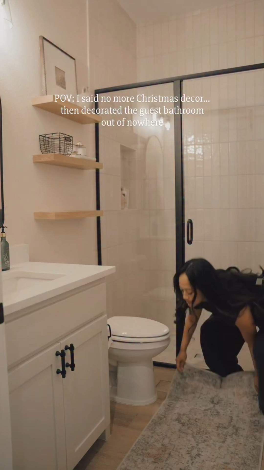 I swear I said I was done decorating for Christmas… and then somehow the guest bathroom turned into my next “project.” Mom life is wild like that. One minute I’m just walking by, the next I’m wrapping toilet paper like it’s a gift and styling my Urbandi floating shelves like I’m prepping for a holiday home tour.



#LTKSeasonal #LTKdayinmylife #LTKHome