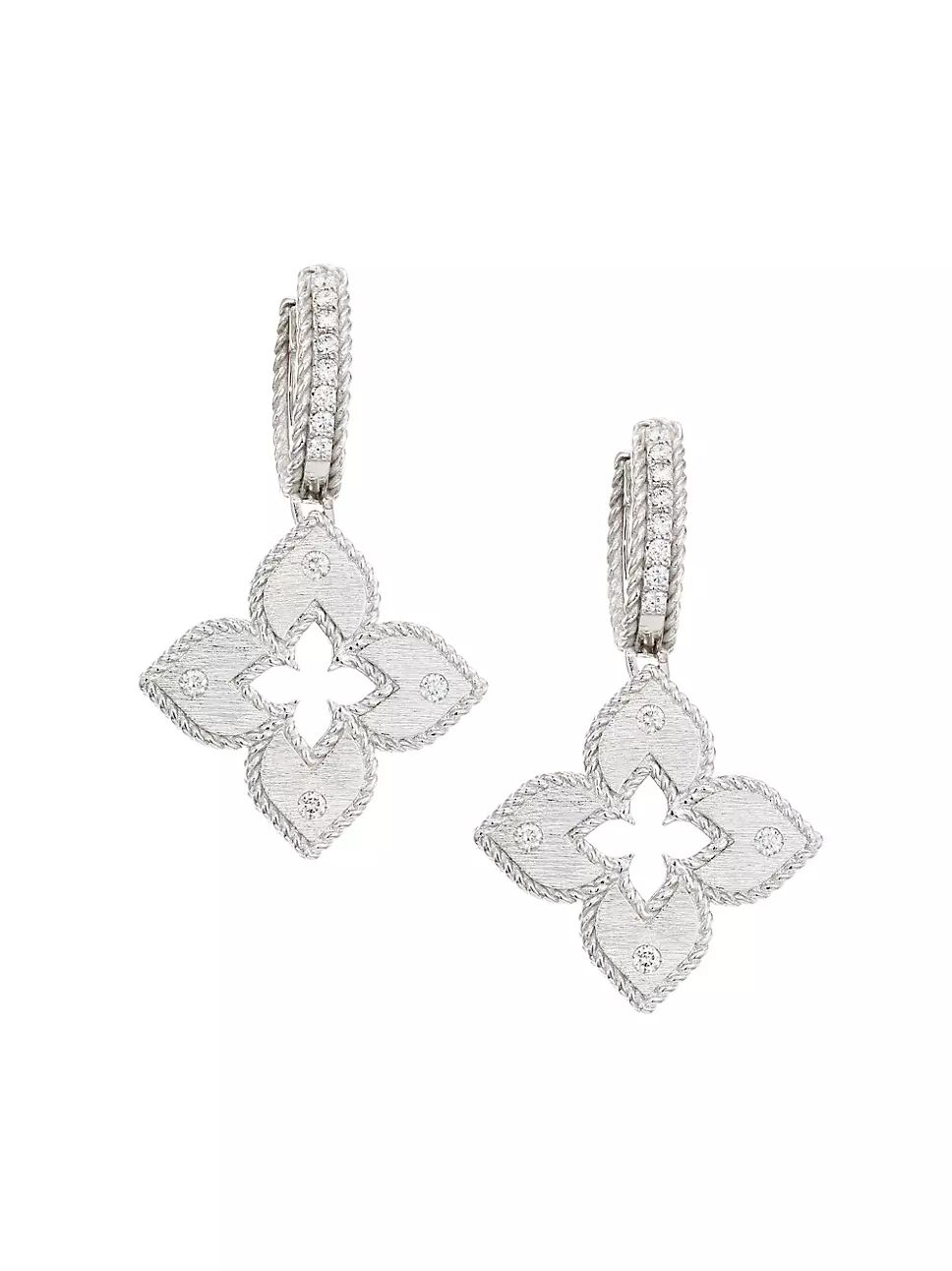 Petite Venetian 18K White Gold Diamond Earrings | Saks Fifth Avenue