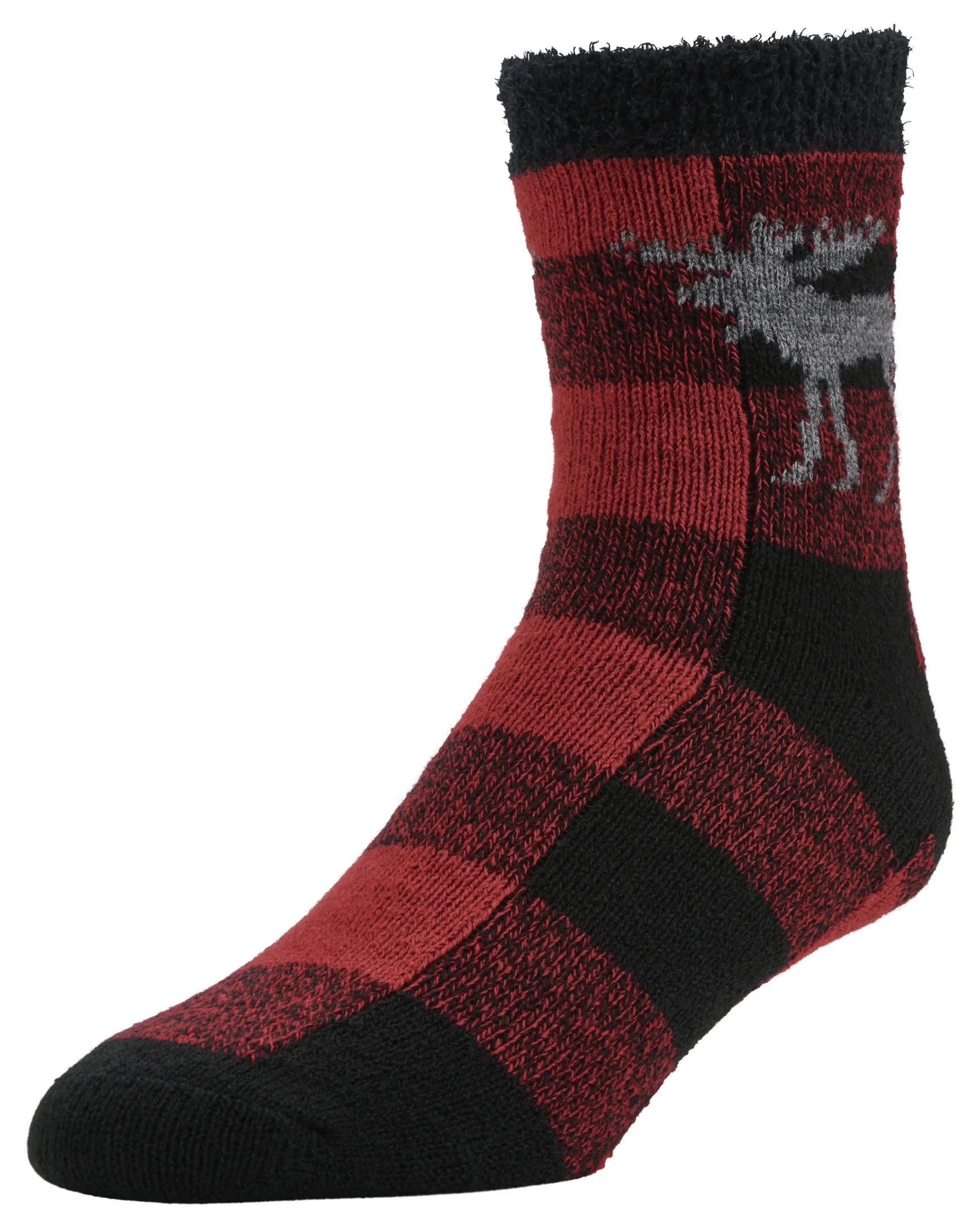 Airplus Double Layer Aloe Crew Socks, Red Buffalo Check, Men's 8-12.5, 1 Pair | Walmart (US)