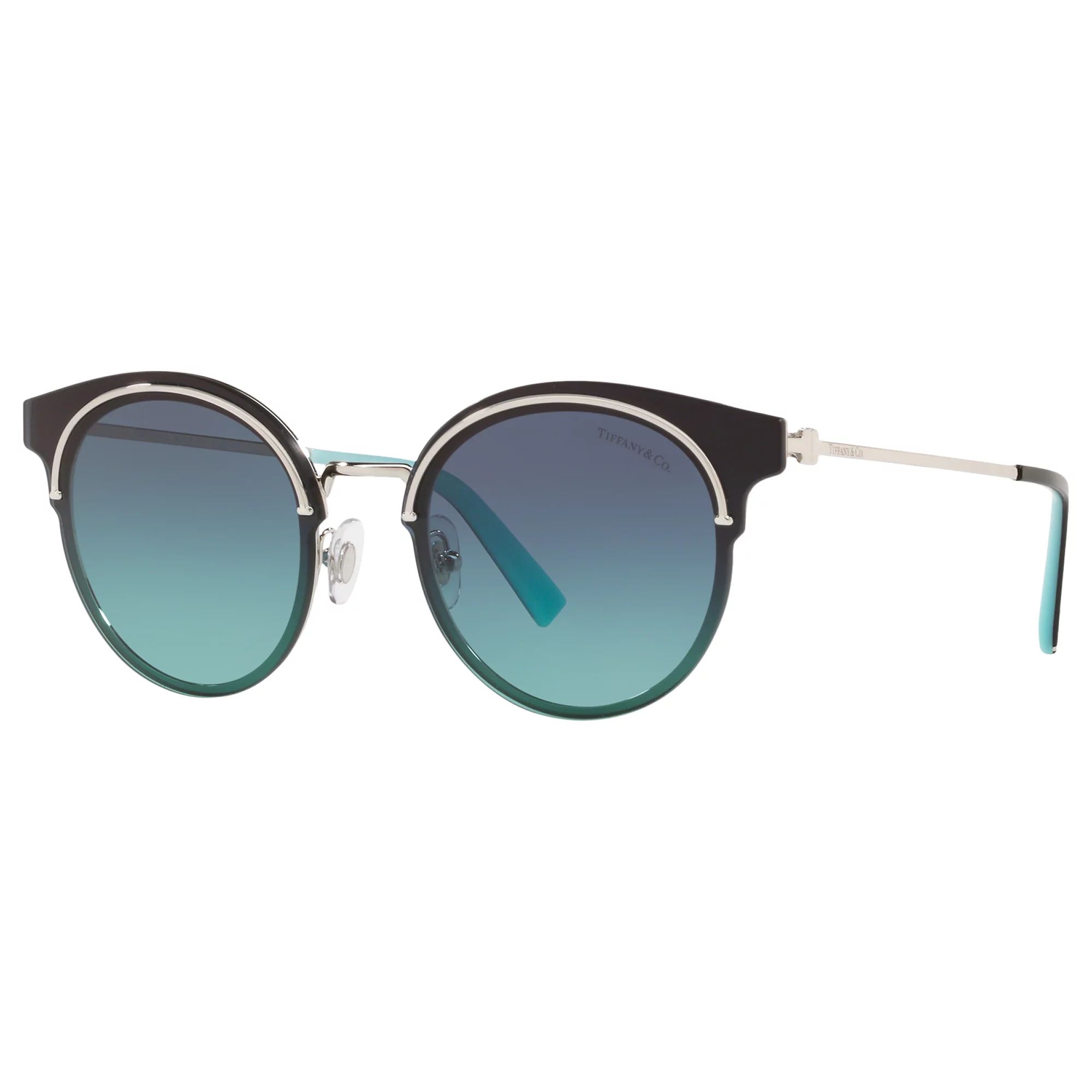 Tiffany & Co TF3049B Women's Round Sunglasses, Silver/Blue Gradient | John Lewis (UK)