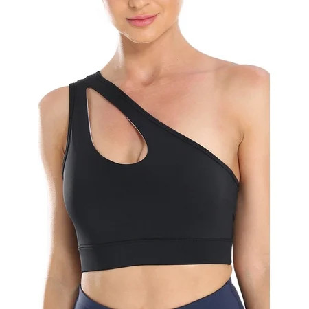 Lumento Yoga Tank Top for Women Sports Bra Sleeveless Crop Tops Ladies One Shoulder Yoga Bras Gym Wo | Walmart (US)