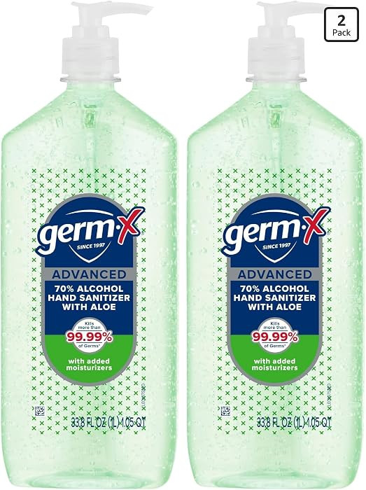 Germ-X Advanced Hand Sanitizer with Aloe and Vitamin E, 1 Liter, Less Drying Moisturizing Gel, No... | Amazon (US)