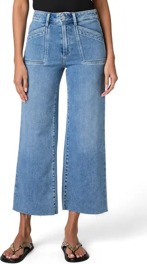 PAIGE Anessa Raw Hem High Waist Ankle Wide Leg Jeans | Nordstrom | Nordstrom