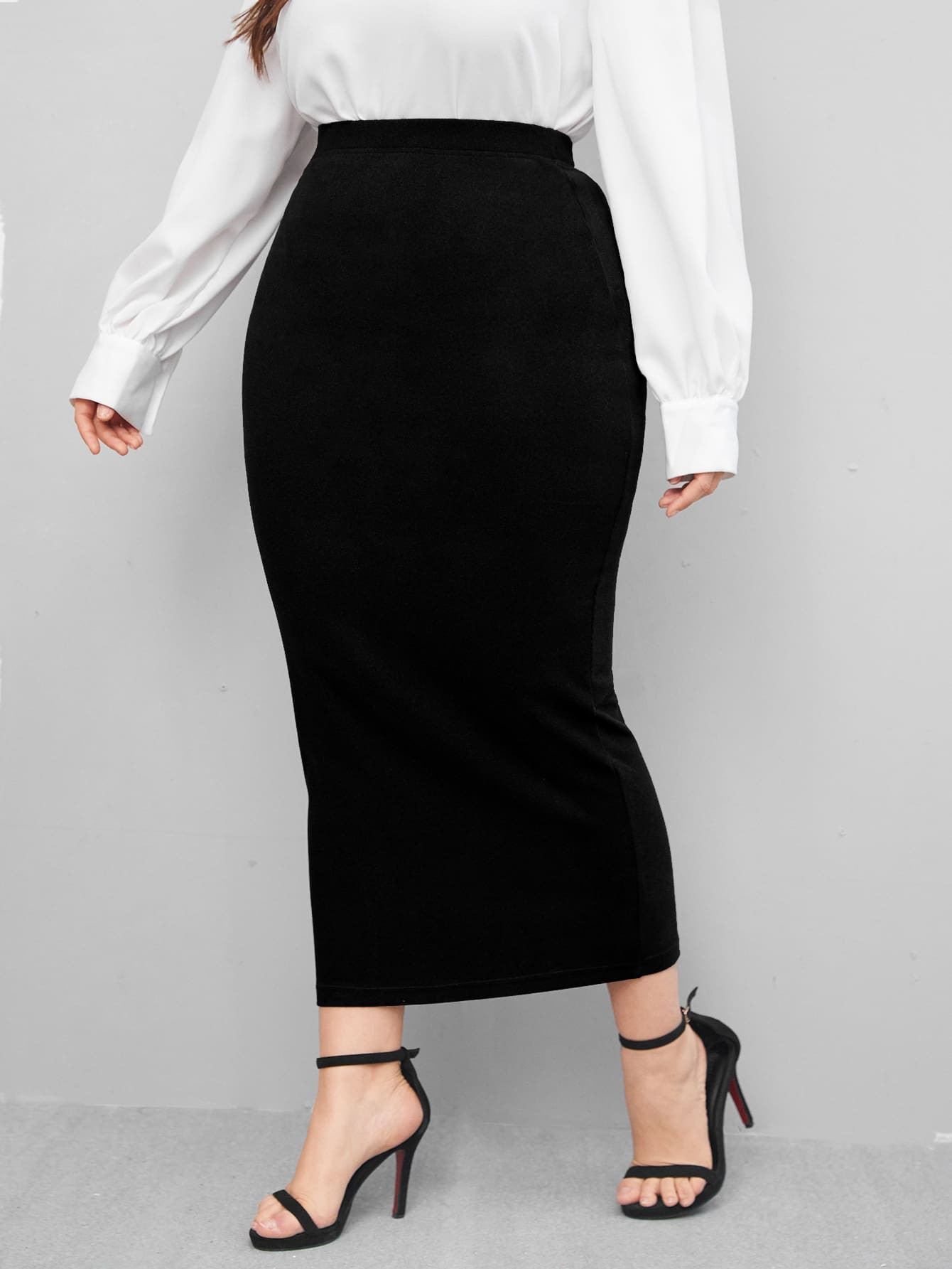 SHEIN Privé Plus Solid High Waist Skirt | SHEIN
