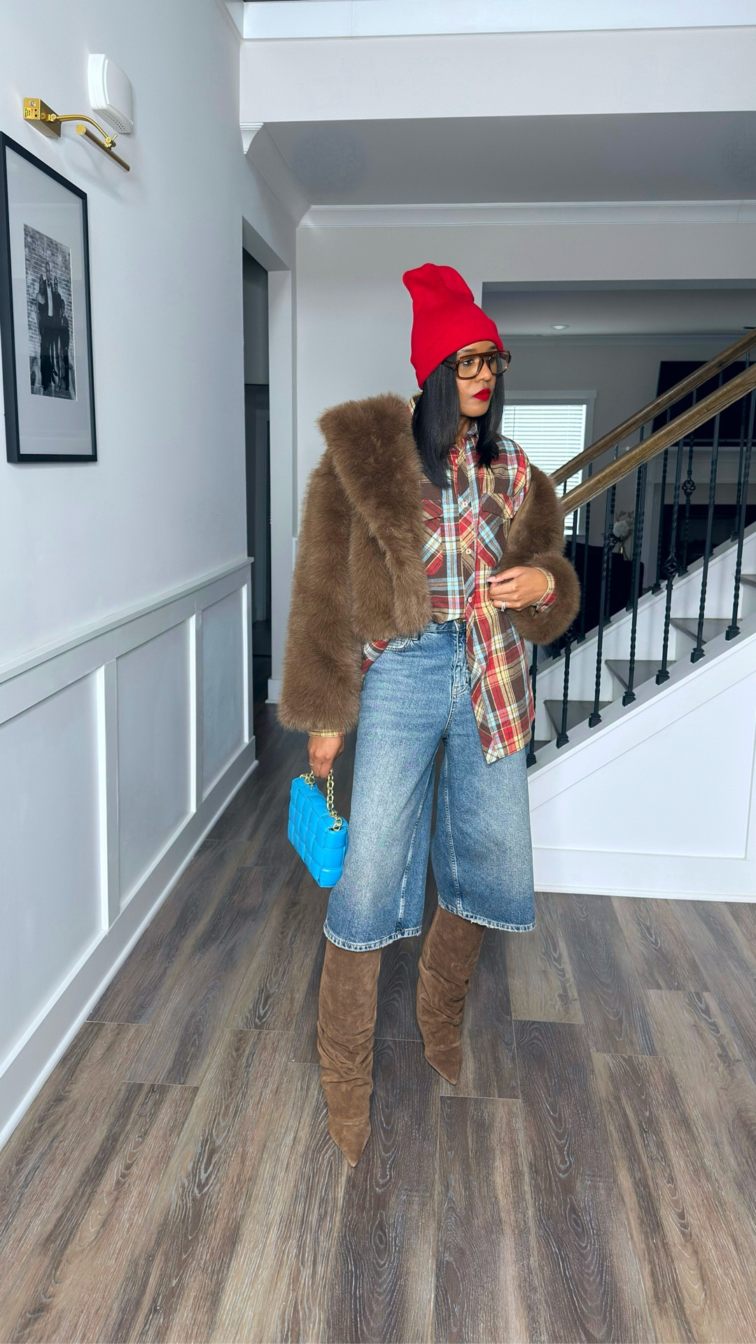 Fur coat, plaid shirt, jorts, and tall boots!!

#LTKgrwm #LTKSeasonal #LTKootd