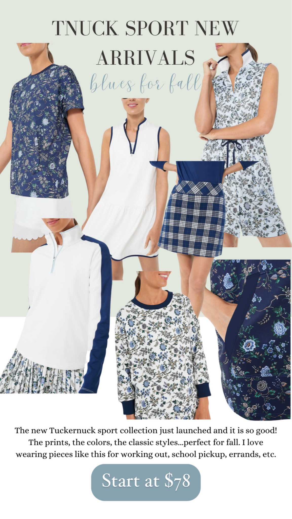 These Tuckernuck sport new arrivals are perfect for fall! I love wearing pieces like this for working out, walking, running errands, and school pickup. Pieces start at $78 and the quality is excellent.

Blue floral shirt, activewear, active top, mom style, tennis dress, golf dress, skort, white, plaid skirt, pullover jacket, quarter zip, sweatshirt, hoodie #tuckernuck #tnuck #activewear #momstyle 

#LTKFitness #LTKunder100 #LTKstyletip