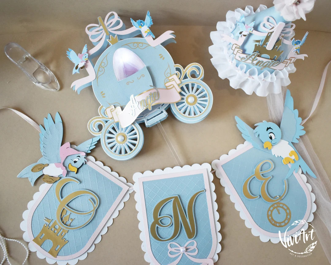 Cindirella Birthday. BannerCinderell, cake topper set. Cinderella Birthday Cake topper cindirella | Etsy (US)