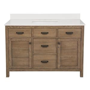 Home Decorators Collection Stanhope 49 in. W x 22 in. D Vanity in Reclaimed Oak and Engineered Stone | The Home Depot