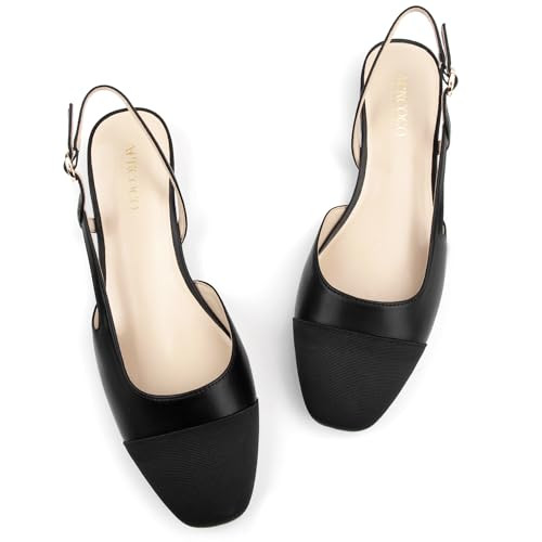 AprCoco Slingback Flats for Women 2.0 Square Toe Two Toned Flats Wedding Shoes Low Heel Shoes for... | Amazon (US)
