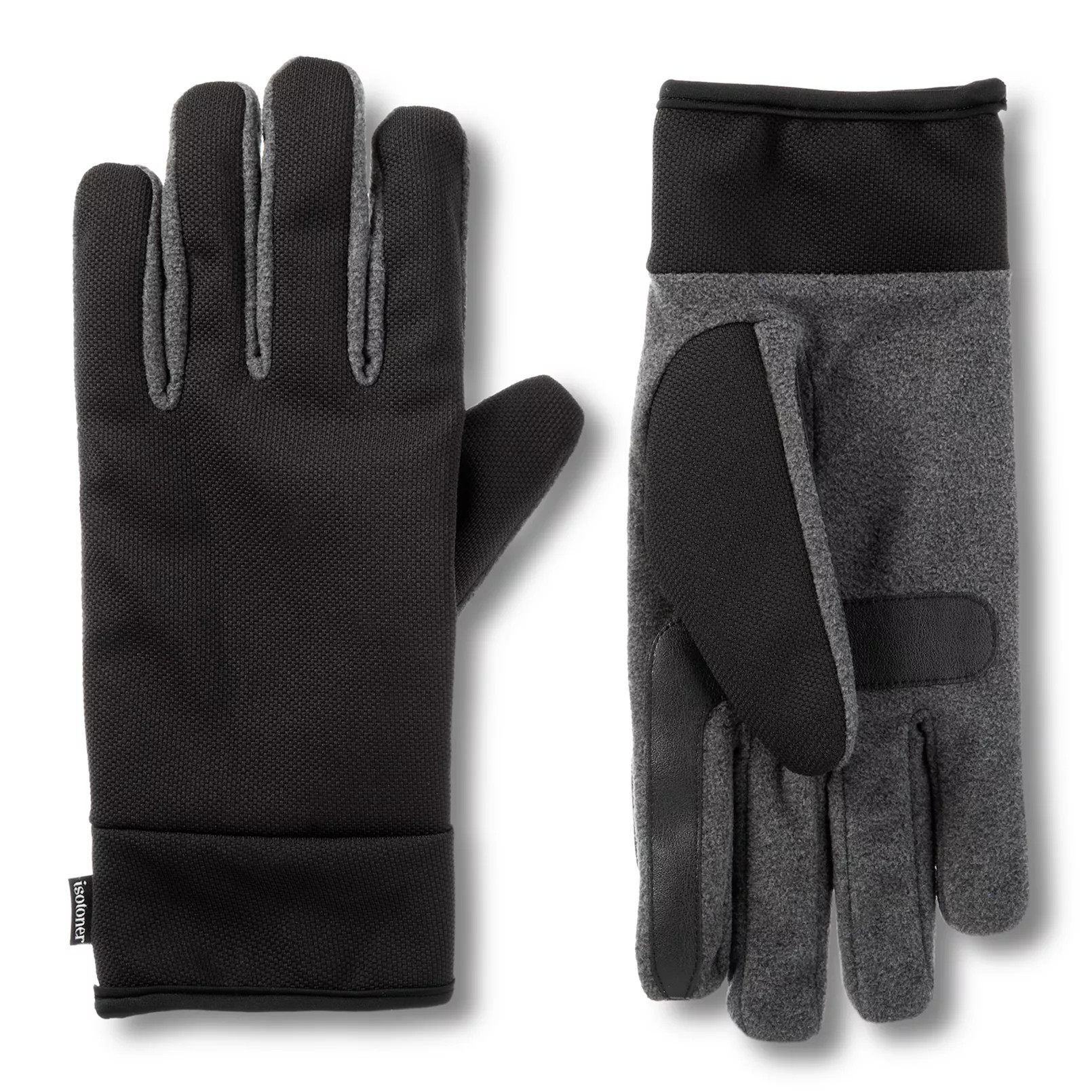 Men's isotoner Lined Water Repellent Stretch Tech Fleece Gloves | Kohl's