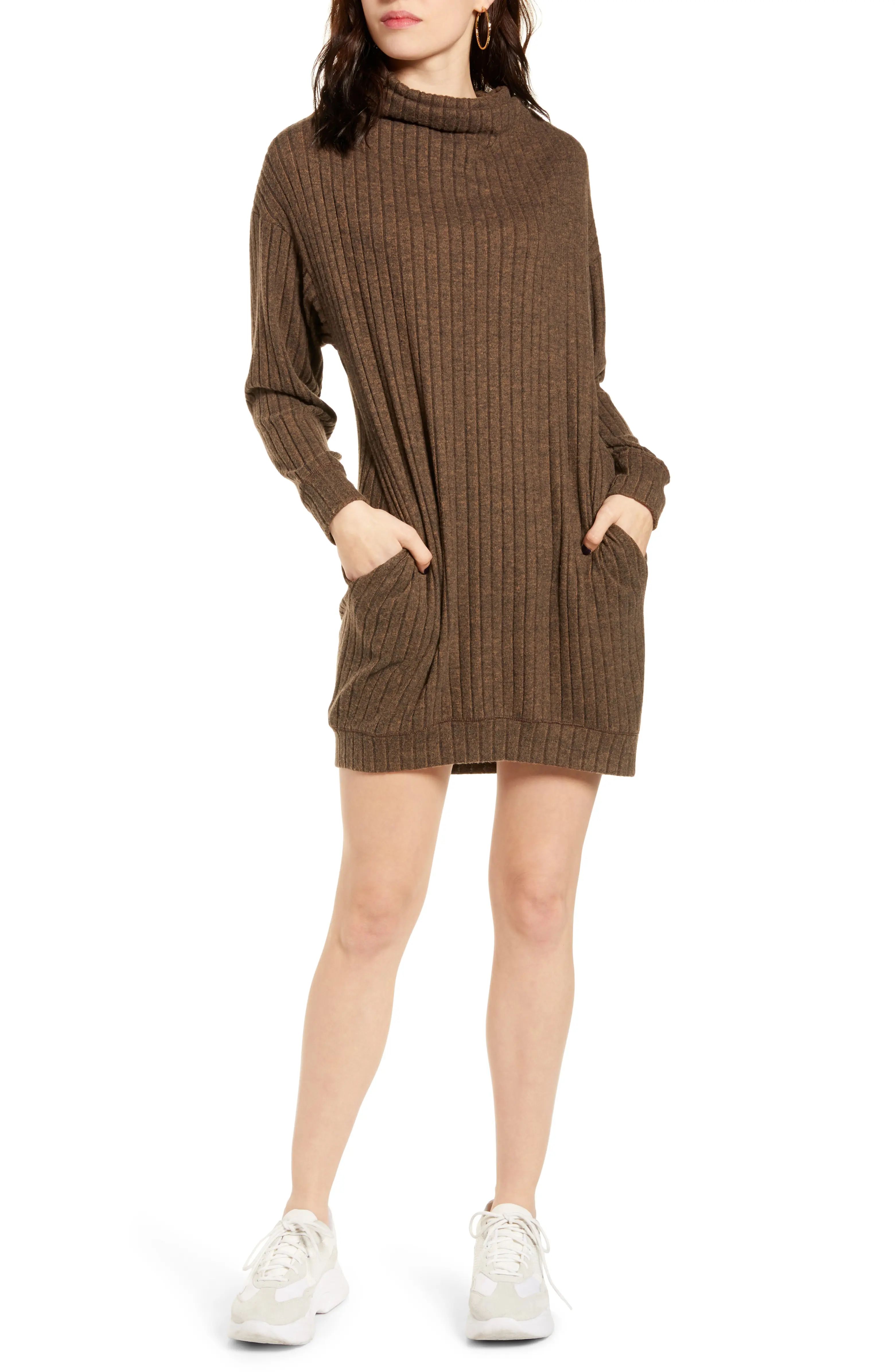 Funnel Neck Rib Dress | Nordstrom