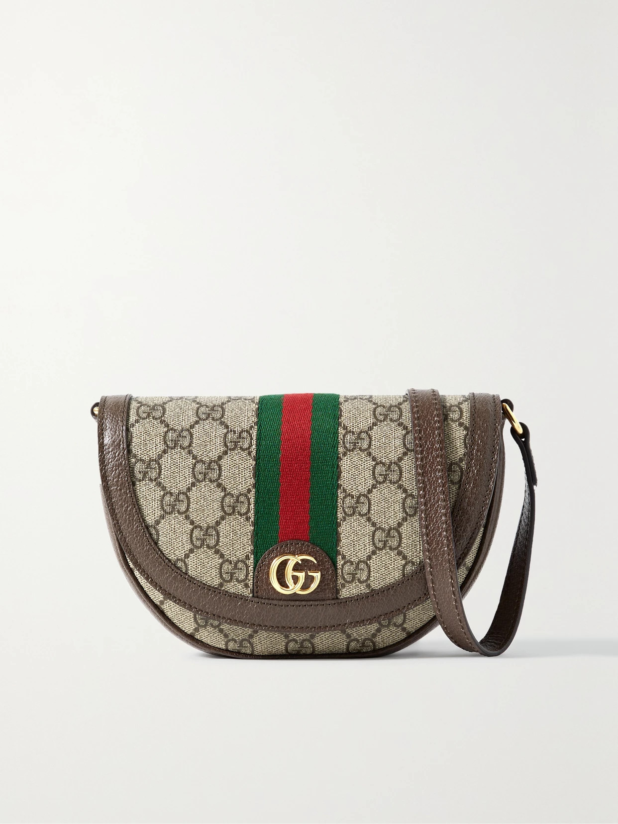 Gucci - Ophidia Leather-trimmed Printed Coated-canvas Shoulder Bag - Neutrals | NET-A-PORTER (US)