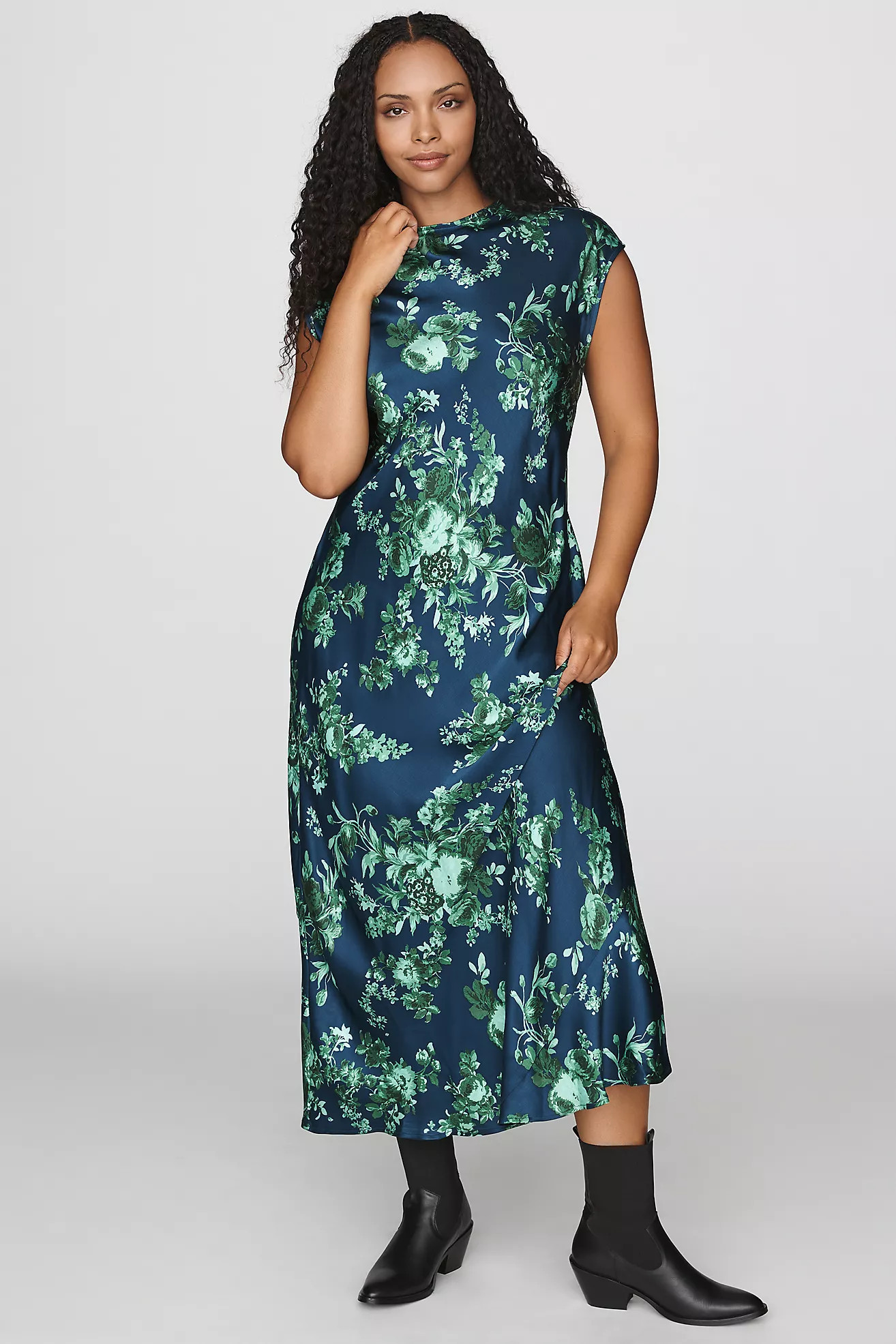 Maeve Charlette Mock-Neck Midi Slip Dress | Anthropologie (US)