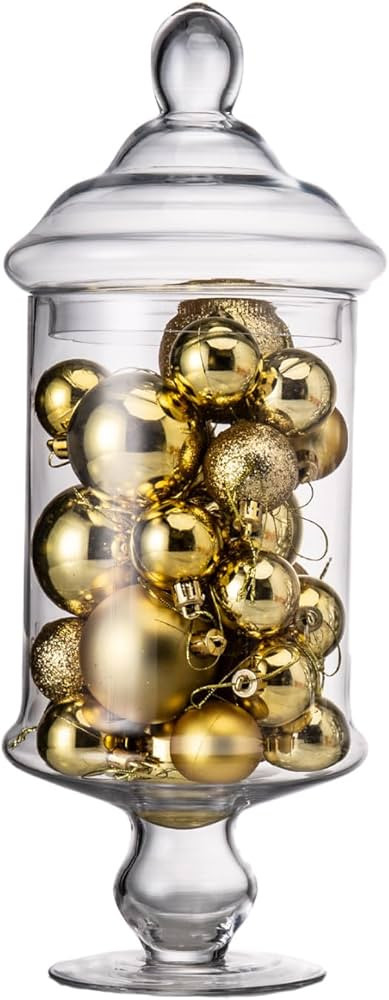 Stella Baic Clear Glass Apothecary Jar with Lid, Footed Cylindrical, 15" H x 6.5" D, 88 oz, Perfe... | Amazon (US)