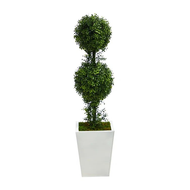 Faux Boxwood Topiary in Metal Planter | Wayfair North America