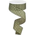 Primitive Gingham Check Wired Edge Ribbon, 10 Yards (Moss Green, Tan, 1.5") | Amazon (US)