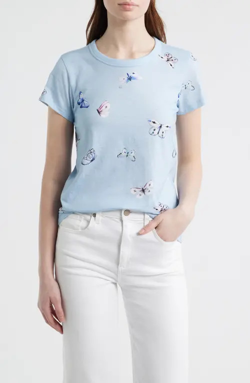 rag & bone Tammy Butterfly Pima Cotton T-Shirt in Light Blue at Nordstrom, Size Medium | Nordstrom