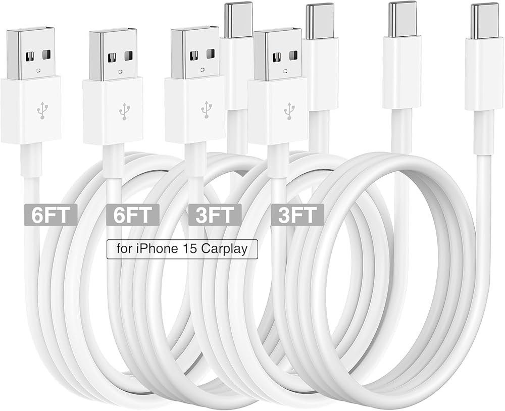 Car Carplay Cable for iPhone 16 15 Pro/Pro Max/Plus Cable,3FT+6FT USB A to USB C Fast Charging Ca... | Amazon (US)