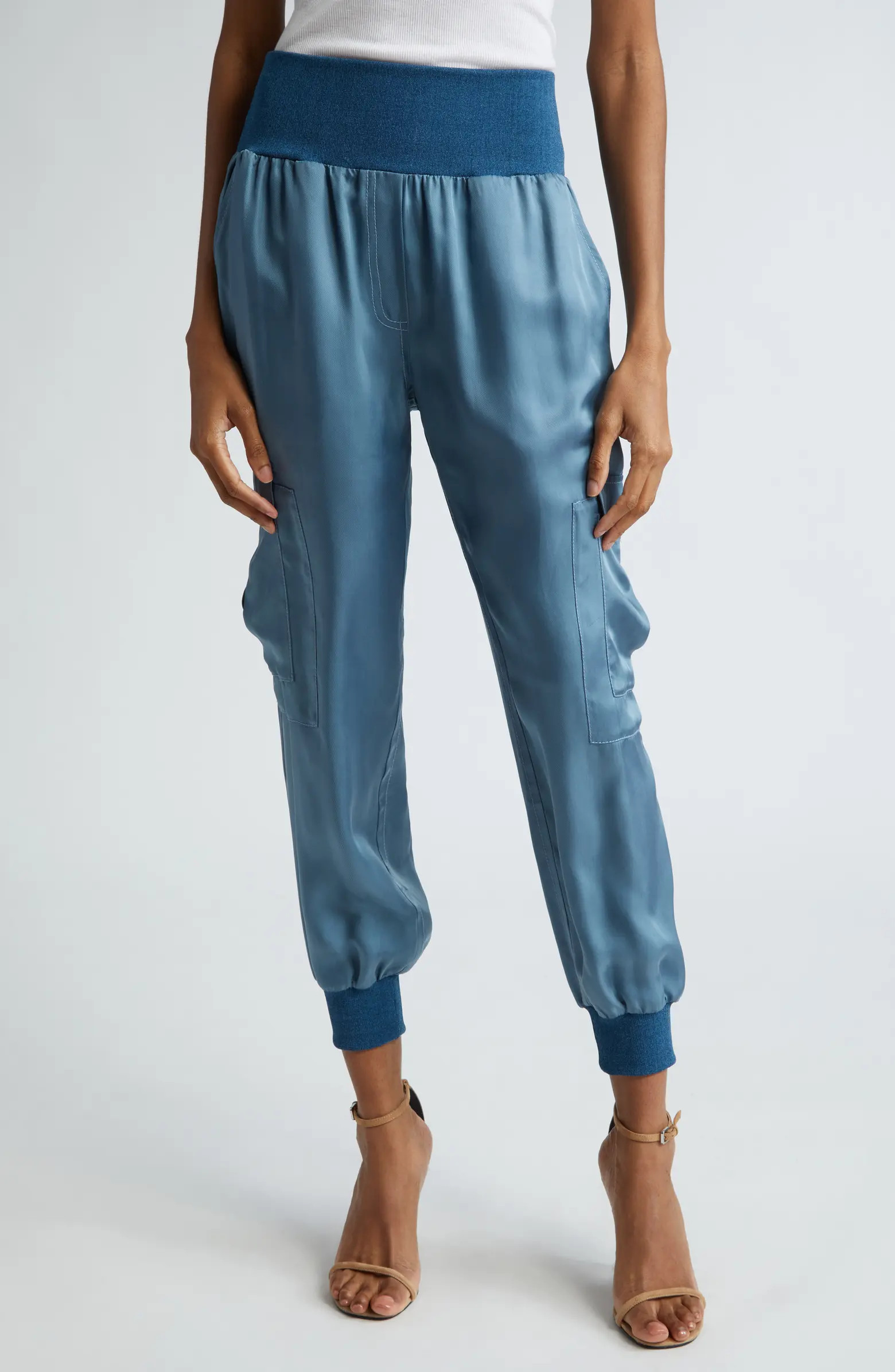 Cinq à Sept Giles Cupro Crop Cargo Joggers | Nordstrom | Nordstrom