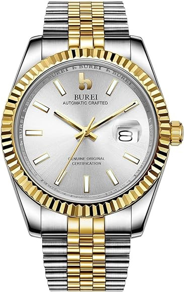 BUREI Men's Classic Luxury Watch Stainless Steel Waterproof Machine Watch Fashion Double Watch Da... | Amazon (US)