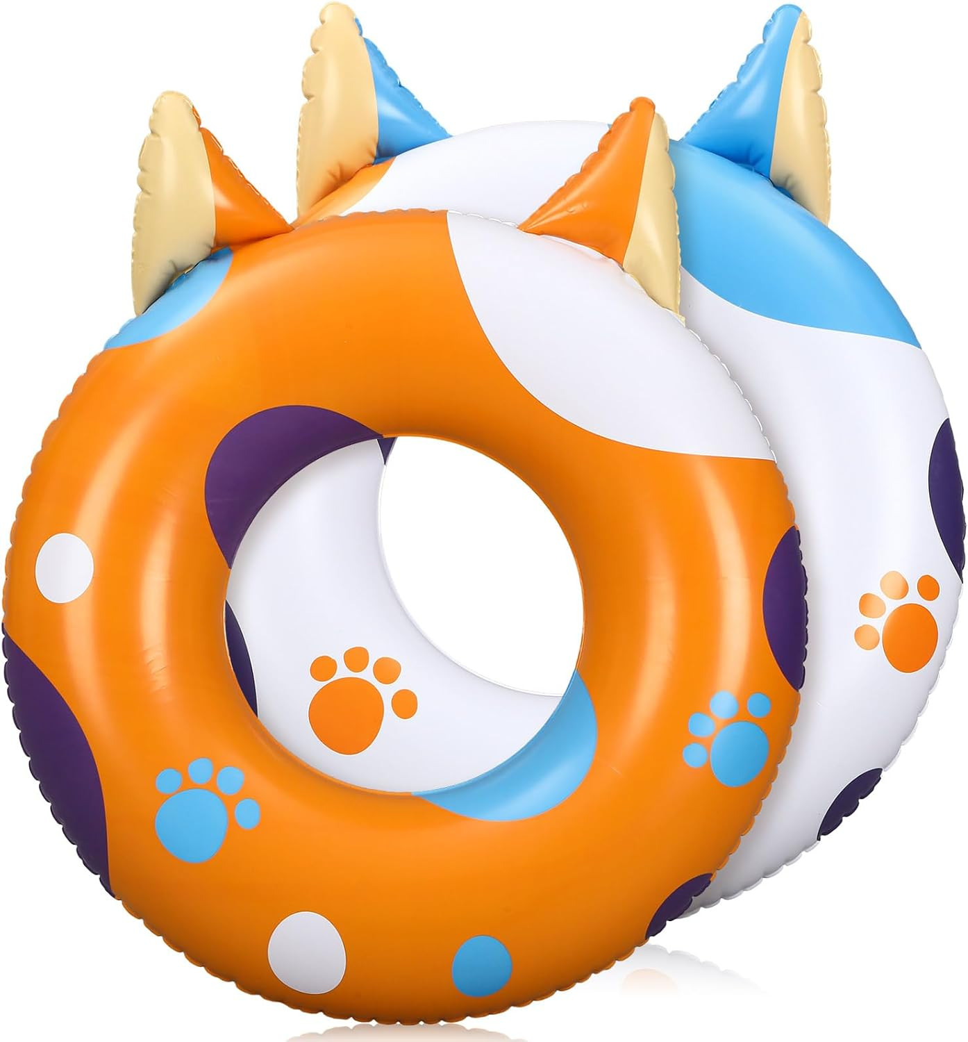 2 Pieces Inflatable Pool Floats for Kids Beach Swim Tubes Ring Dog Paw Theme Pool Tubes Cute Anim... | Amazon (US)