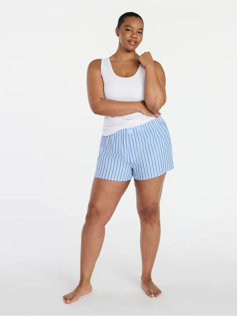 Joyspun Women's Woven Pajama Boxer Shorts, 3'' Inseam, Sizes XS-3X | Walmart (US)